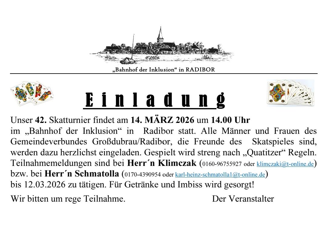 14.03.2026 Skatnachmittag in der Mitropa - popołdnjo za kartyplacarjow