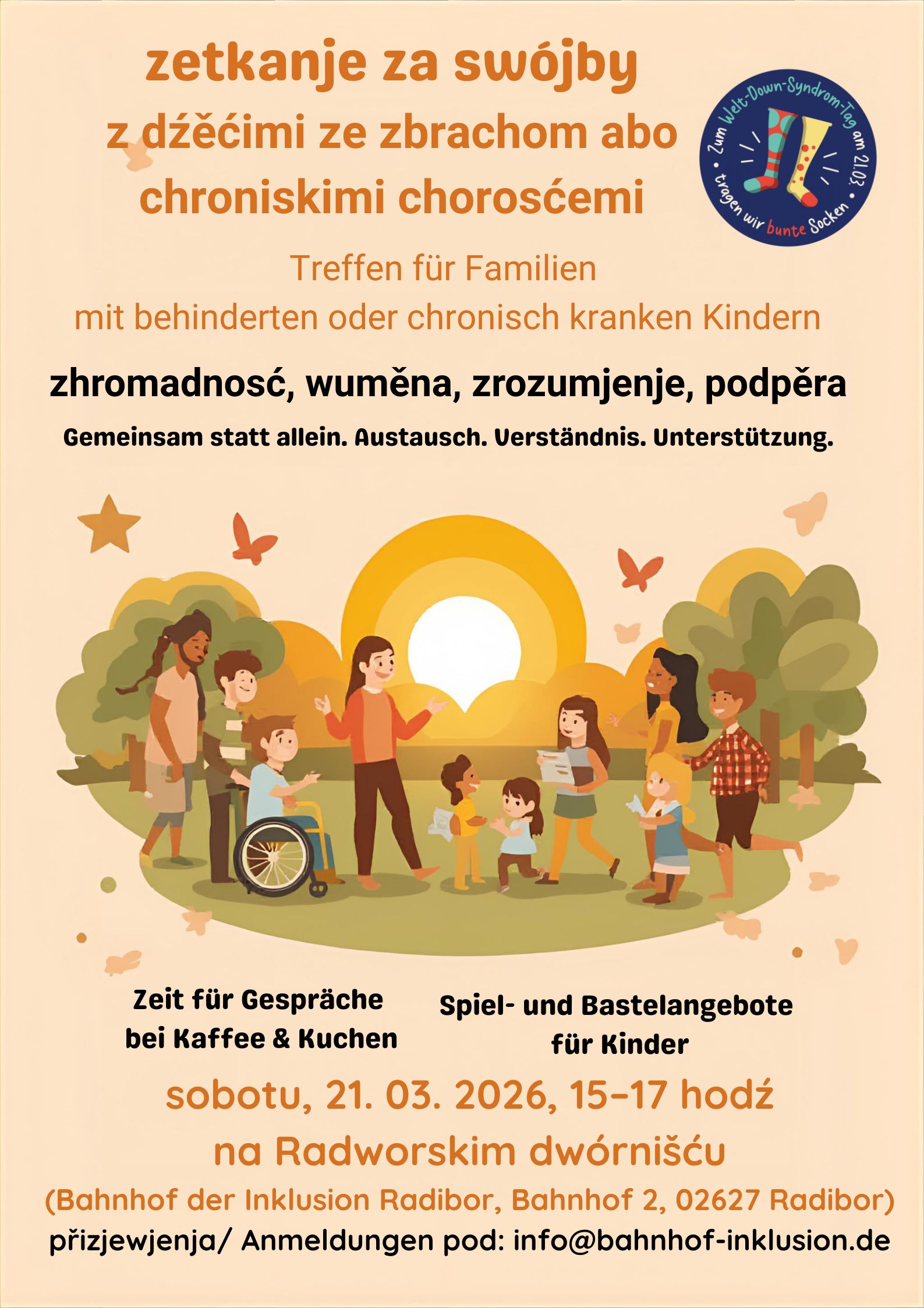 21.03.2026 zetkanje za swójby - Treffen für Familien mit behinderten oder chronisch kranken Kindern